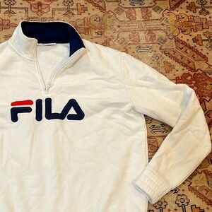 Fila half zip pullover white large